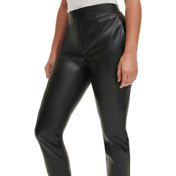 NEW DKNY Jeans Faux Leather Pant | Black - Picture 2 of 6